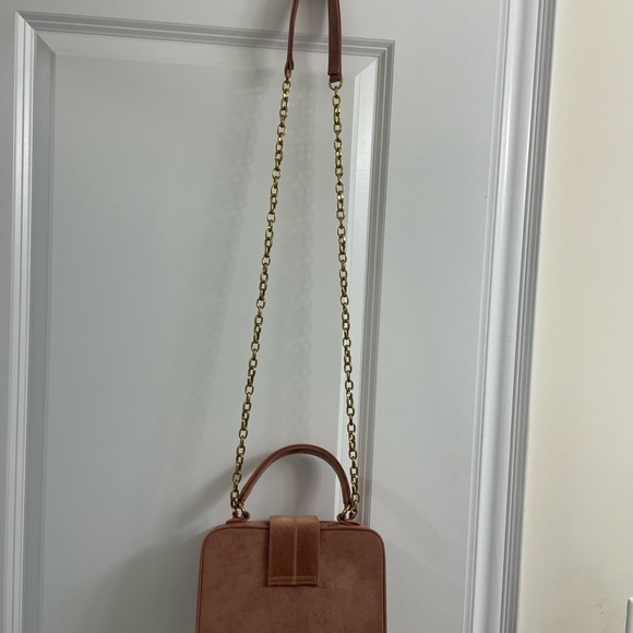 The Love and Lore Velvet Top Handle Box Bag Has a Rose Velvet Finish - Picture 3 of 9